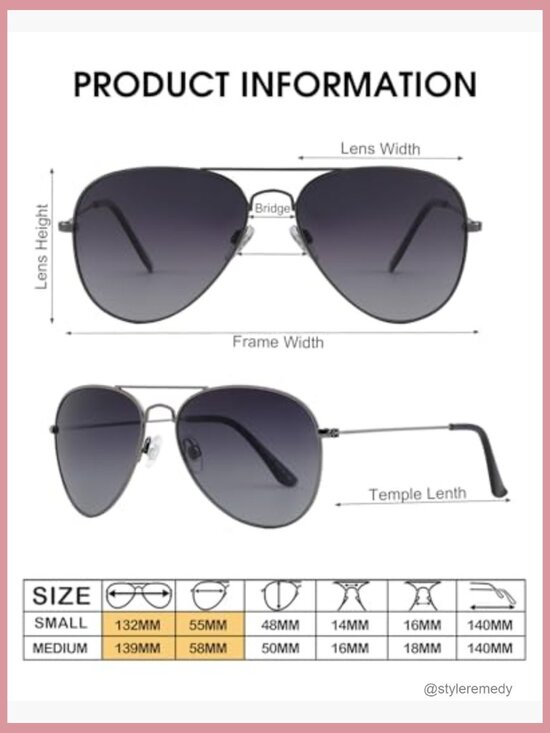 Polarized Aviator Sunglasses with Metal Frame and UV400 Protection